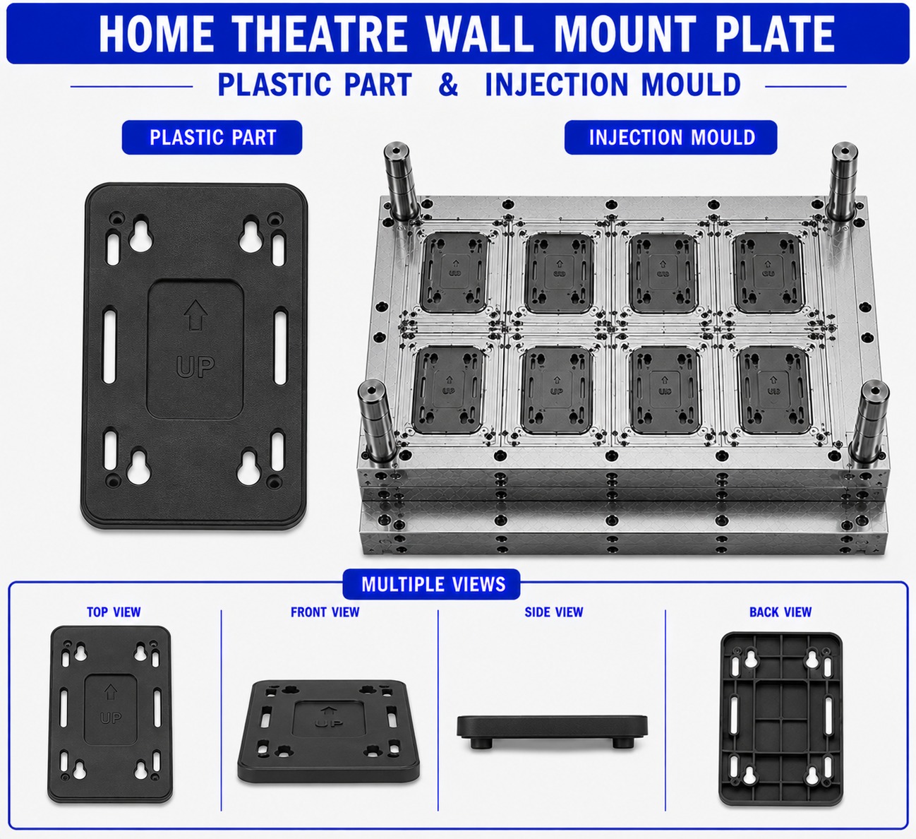 Home Theatre Plastic Wall Mount Plate Mould and Moulding Service